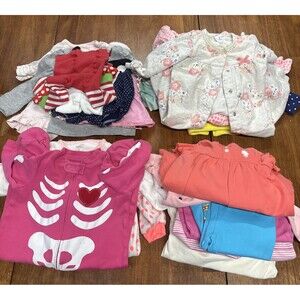 Lot of 33 Baby Girl Clothes 6-9 months Mixed Brands